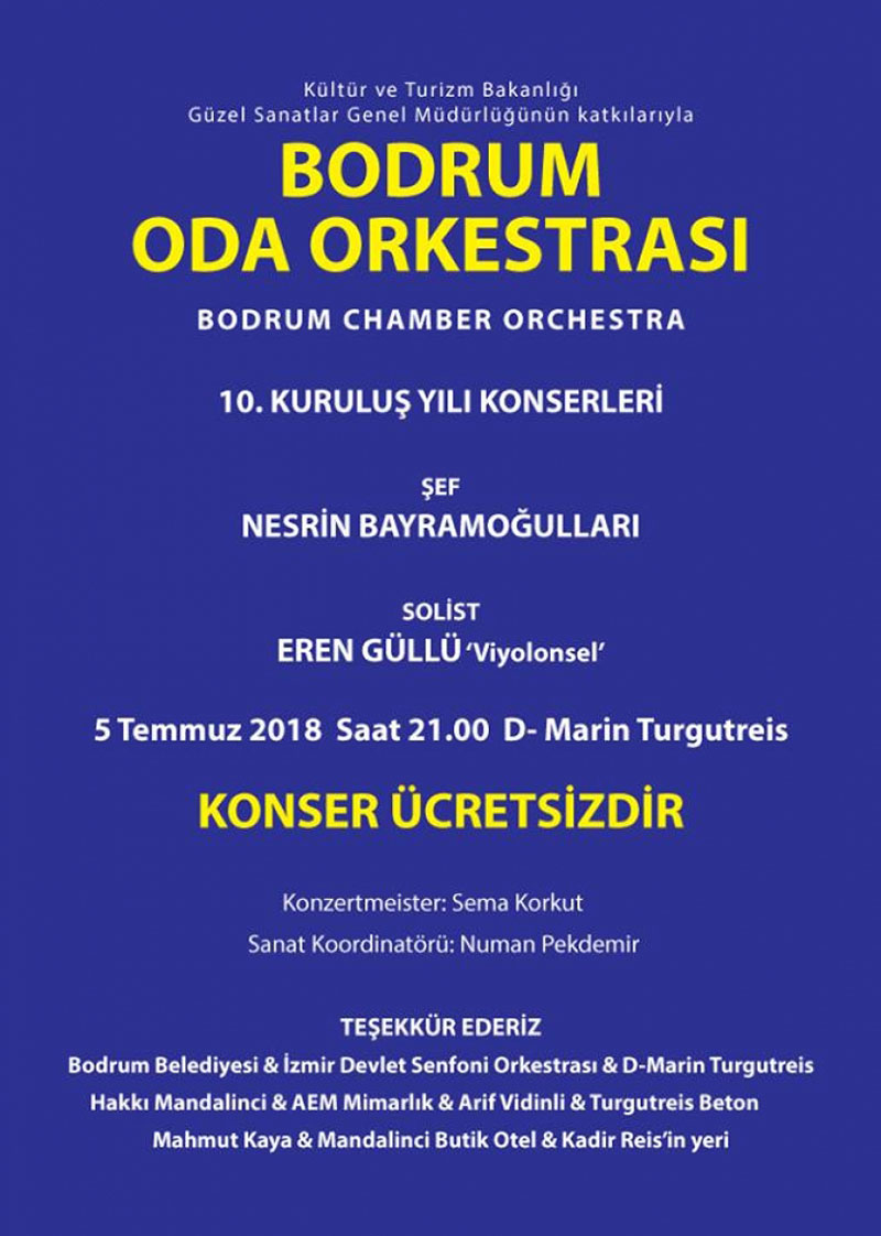 Bodrum Oda Orkestrası ücretsiz konser