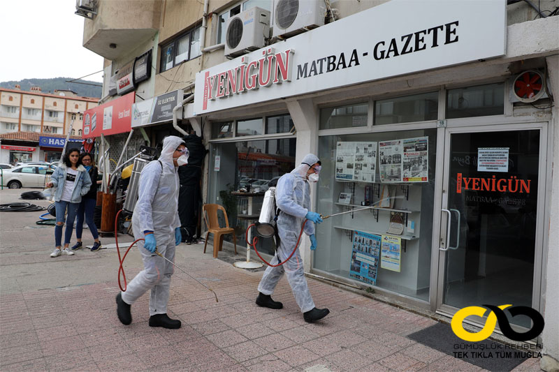 Muğla’da gazete büroları dezenfekte edildi 2