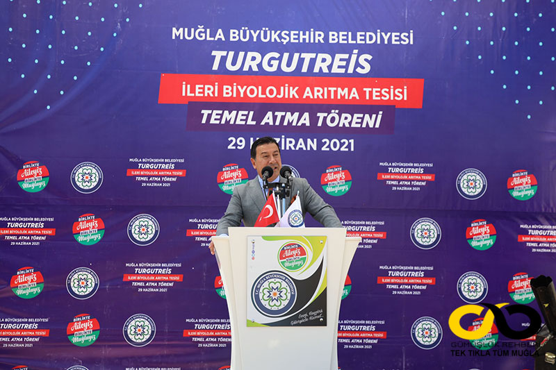 Turgutreis İleri Biyolojik Atıksu Arıtma Tesisi temela tma töreni, Bodrum belediye Başkanı Ahmet Aras