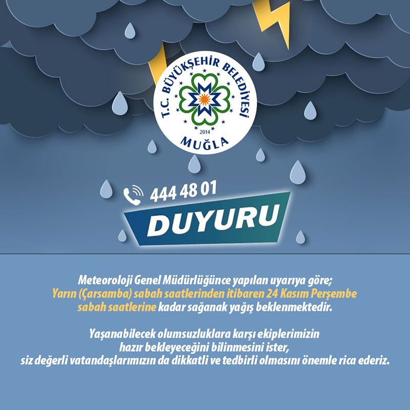 Warning for Muğla from the General Directorate of Meteorology