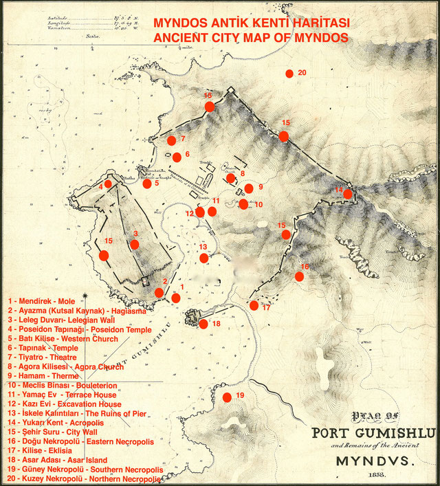 Myndos antik kent haritası