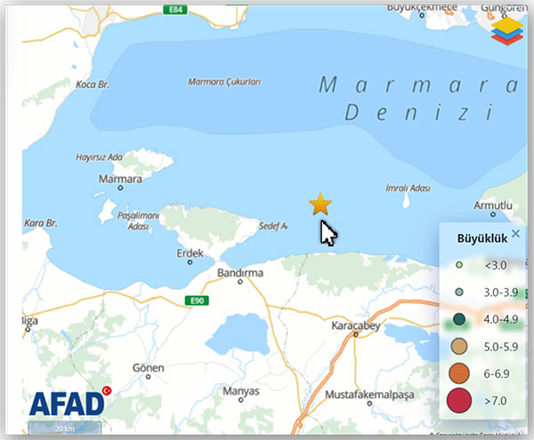 Marmara Denizi'nde deprem, 09 Mart 2023 - GHA