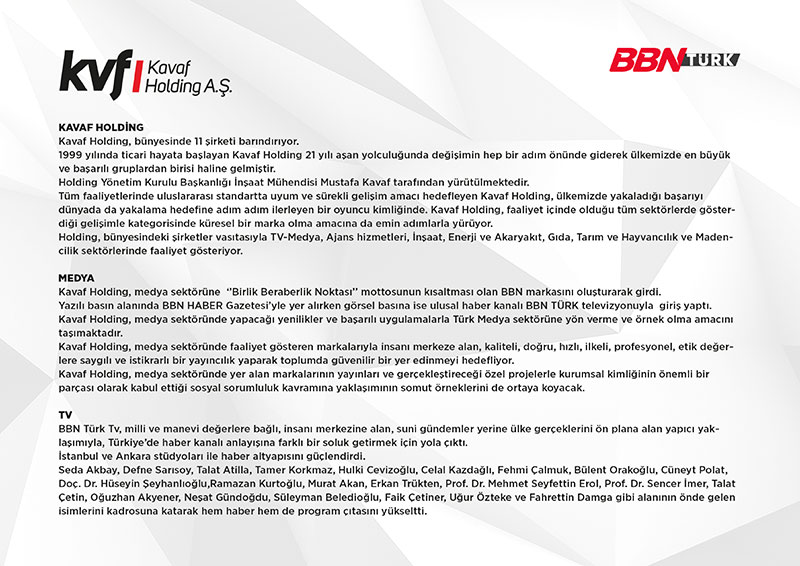 Kavaf Holding BBN Türk TV açıklaması